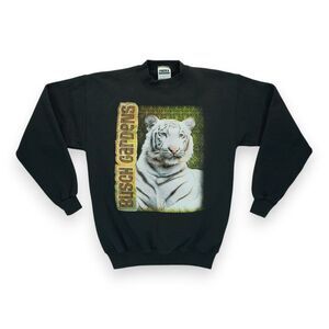 Vintage 90s‎ Busch Gardens Sweatshirt Small Crew Neck Black ~ White Tiger